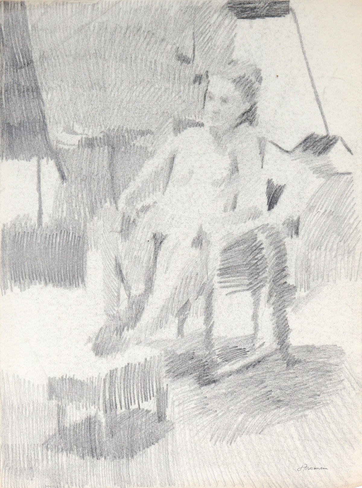 Stylized Seated Nude&lt;br&gt;20th Century Graphite&lt;br&gt;&lt;br&gt;#C4173