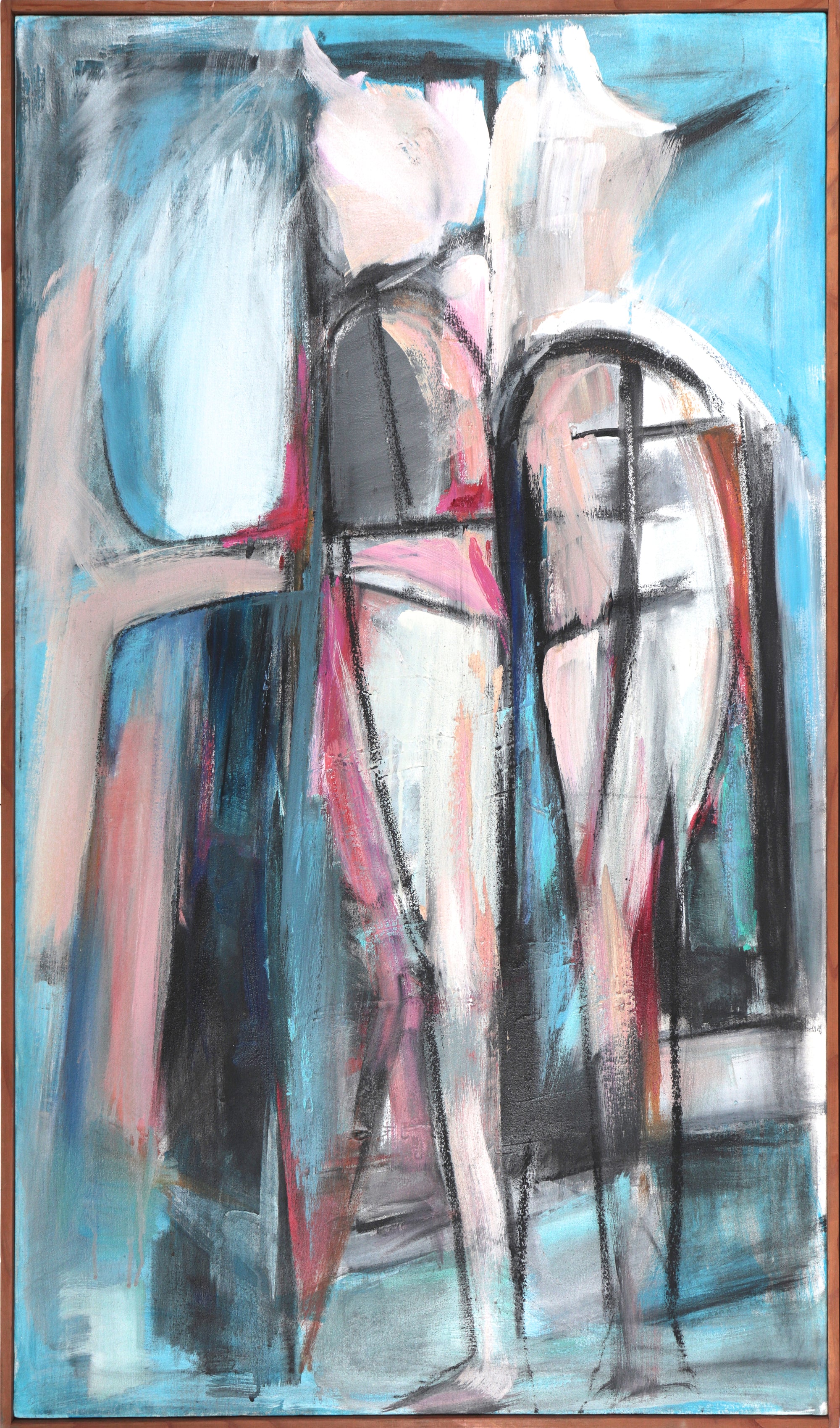 Barbara Lewis | "Garter Belt" | Graphic 20th Century Acrylic Vertical Abstract - Lost Art Salon Barbara Lewis | "Garter Belt" | Graphic 20th Century Acrylic Vertical Abstract - Lost Art Salon