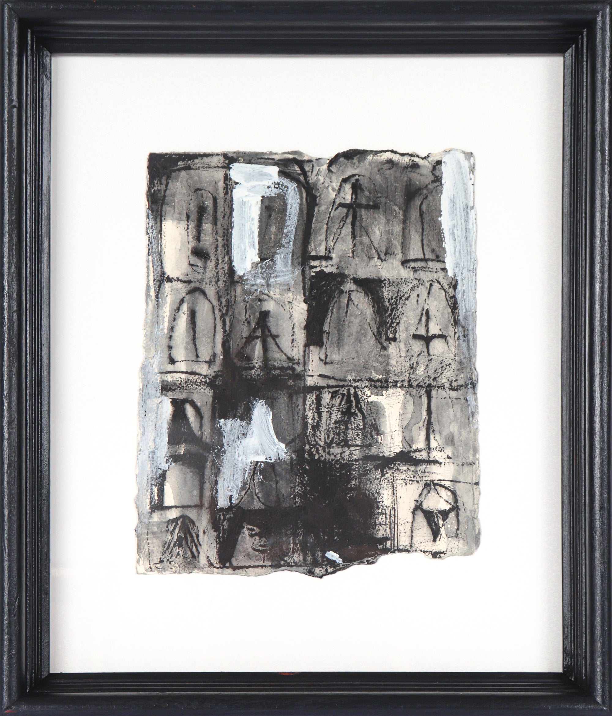 Monochrome Geometric Abstract <br>20th Century Mixed-Media <br><br>#C4244