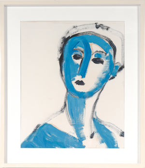 Figure in Blue <br>20th Century Oil on Paper <br><br>#C4262