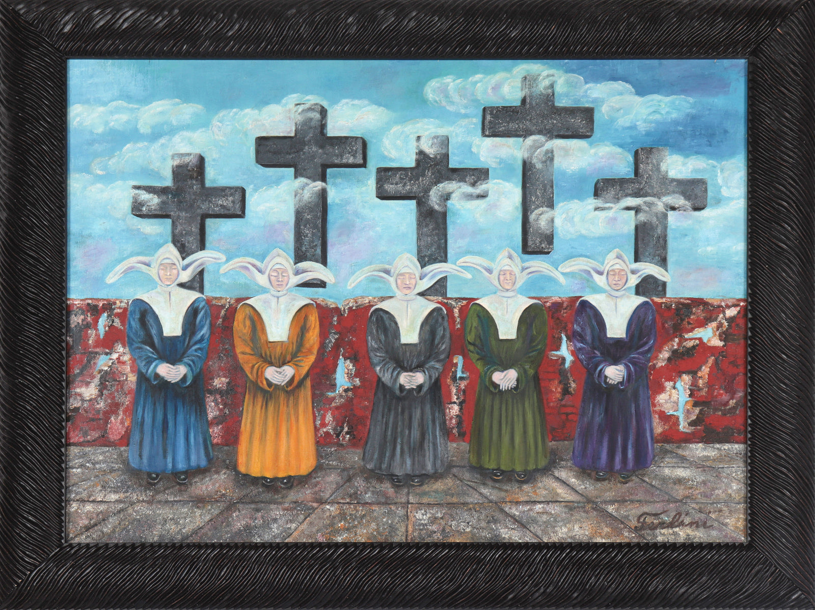 <i>Five Angels</i> <br>1953 Oil <br><br>#C4310