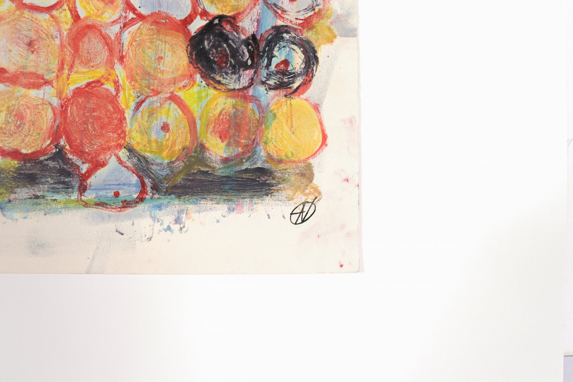 Colorful Circular Abstract <br>20th Century Oil on Paper <br><br>#C4322