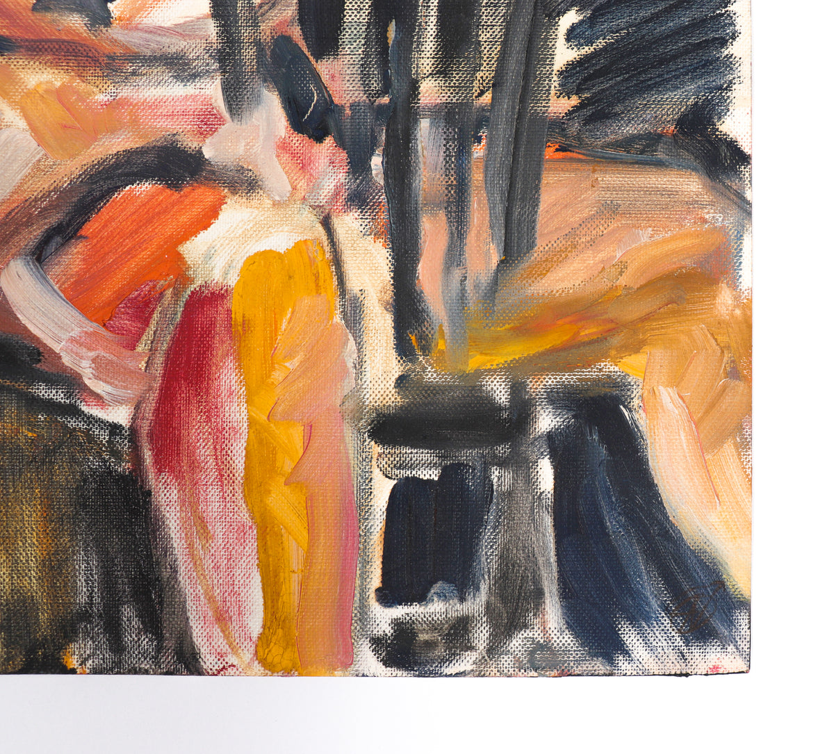 Expressive Seated Figure <br>20th Century Oil on Paper <br><br>#C4330