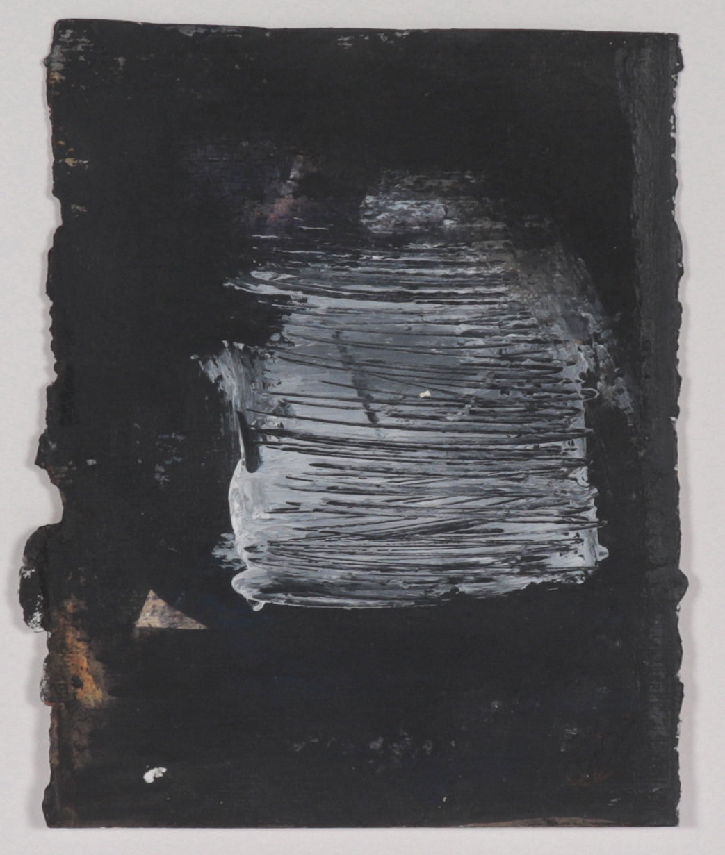 Monochrome Abstract with Torn Edges <br>20th Century Oil on Paper <br><br>#C4343