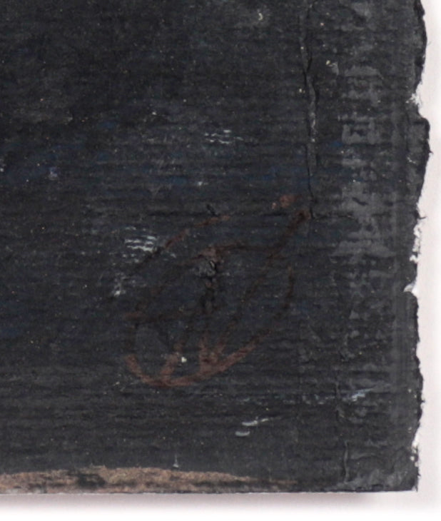 Monochrome Abstract with Torn Edges <br>20th Century Oil on Paper <br><br>#C4343