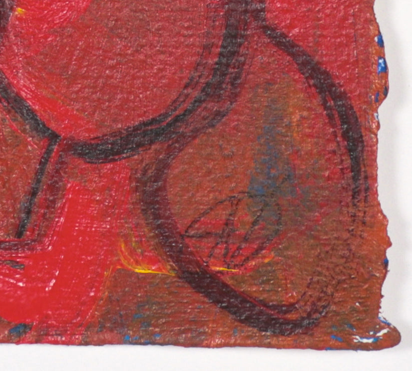 Circular Asbtraction in Red & Blue <br>20th Century Oil on Paper <br><br>#C4353