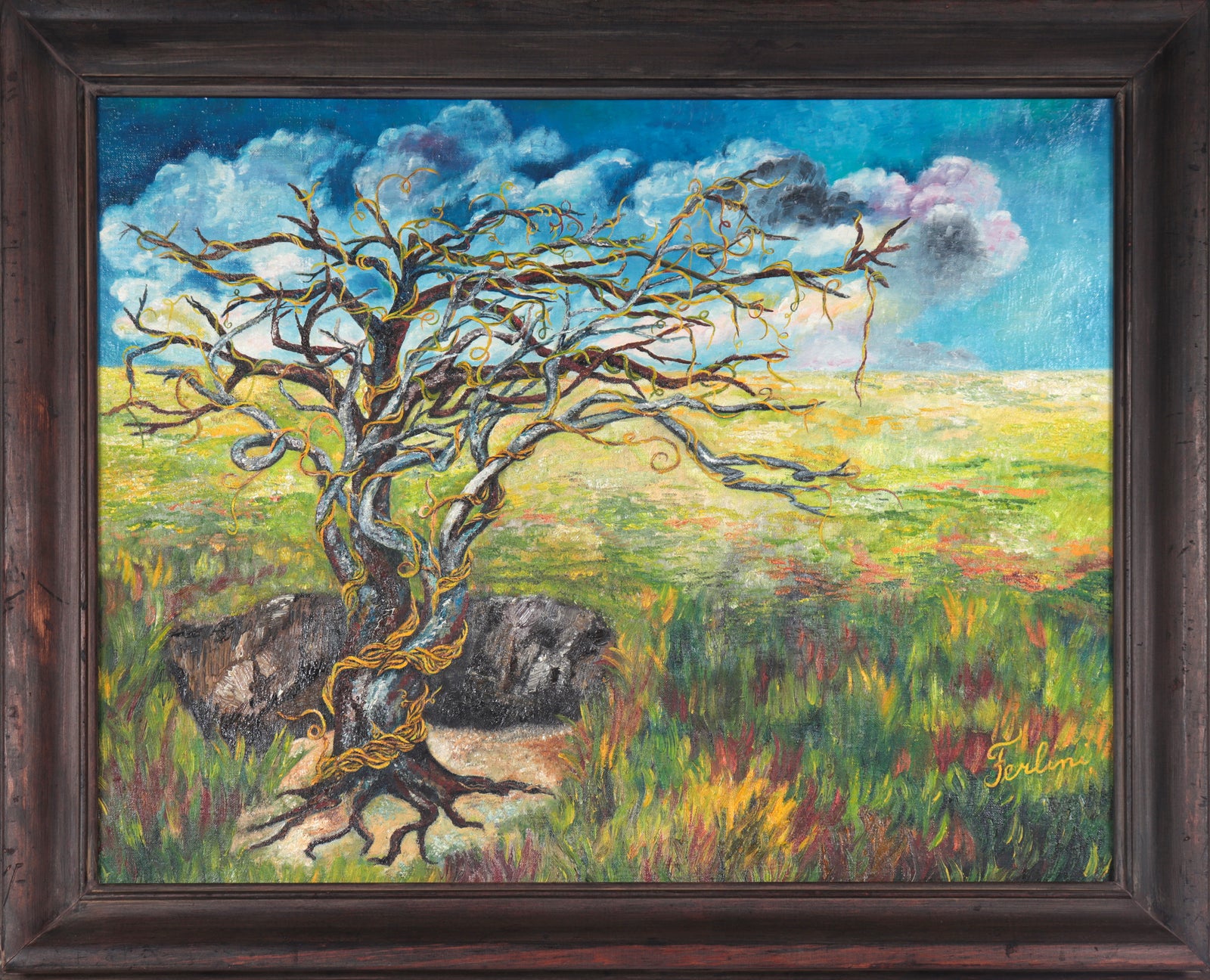 <i>Tree & Vine</i> <br>Mid Century Oil <br><br>#C4358