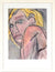 Coy Expressionist Portrait <br>20th Century Watercolor & Charcoal <br><br>#C4388