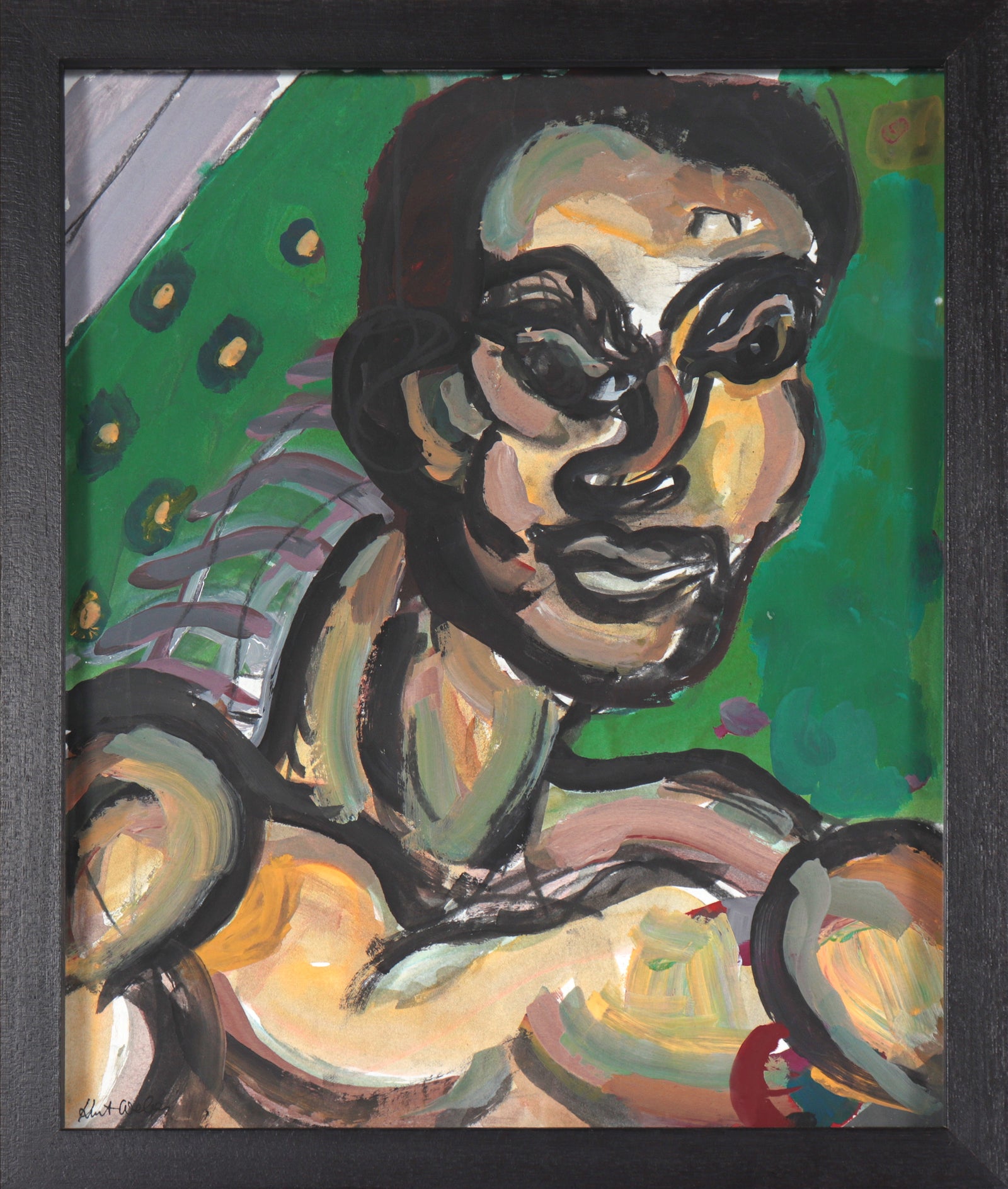 Bold Expressive Portrait <br>20th Century Gouache <br><br>#C4399