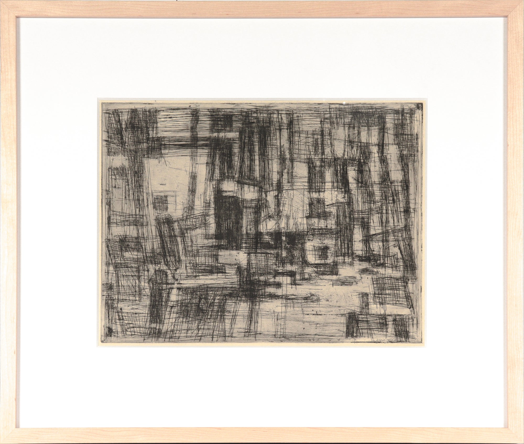 Monochrome Linear Abstract <br>20th Century Etching <br><br>#C4410