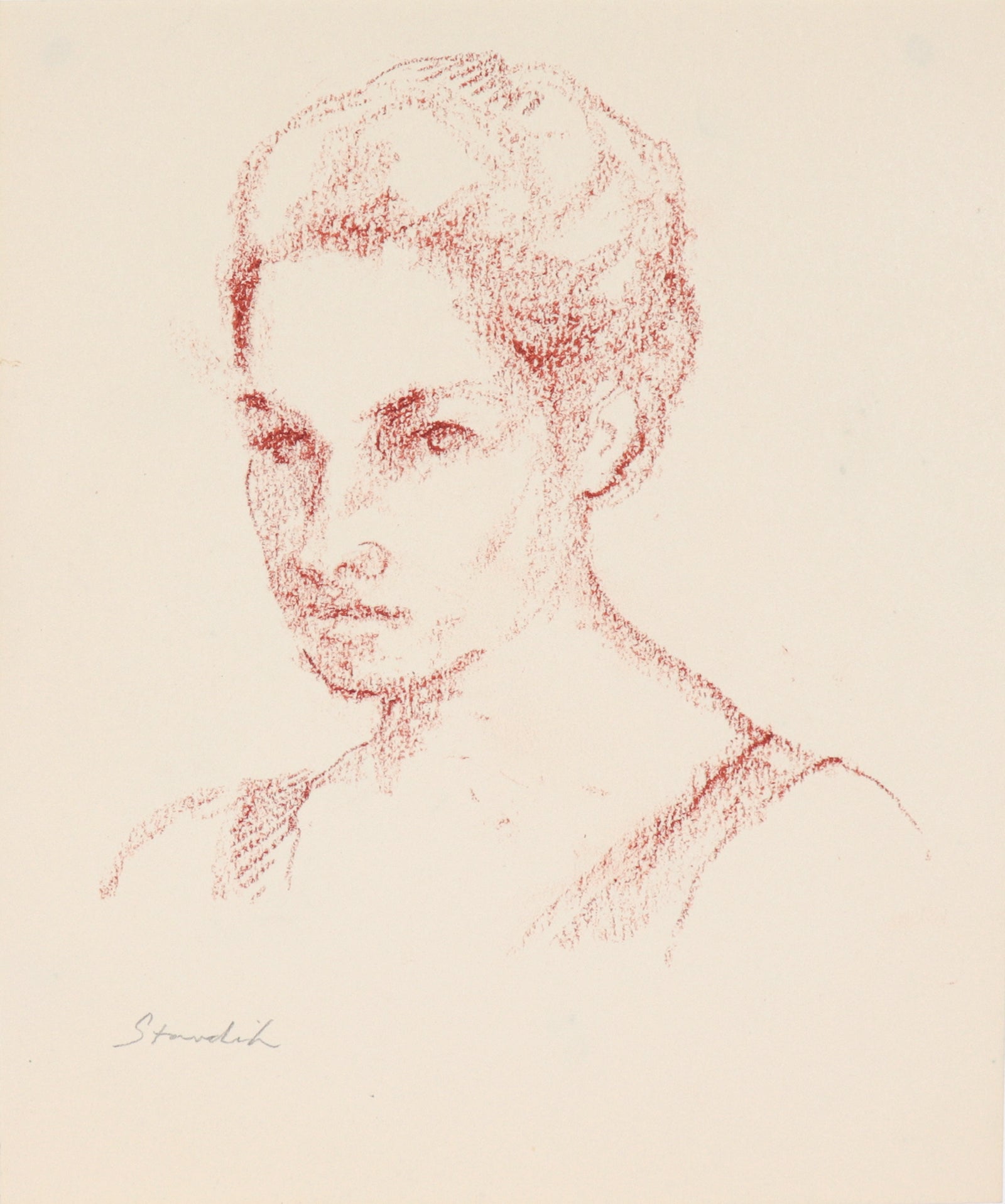 Gazing Feminine Portrait<br>20th Century Pastel<br><br>#C4494