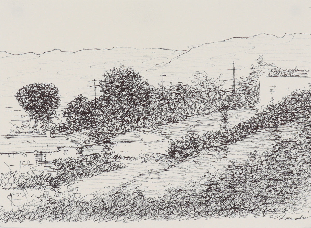 Los Angeles Hills Sketch&lt;br&gt;Late 20th Century Ink&lt;br&gt;&lt;br&gt;#C4504