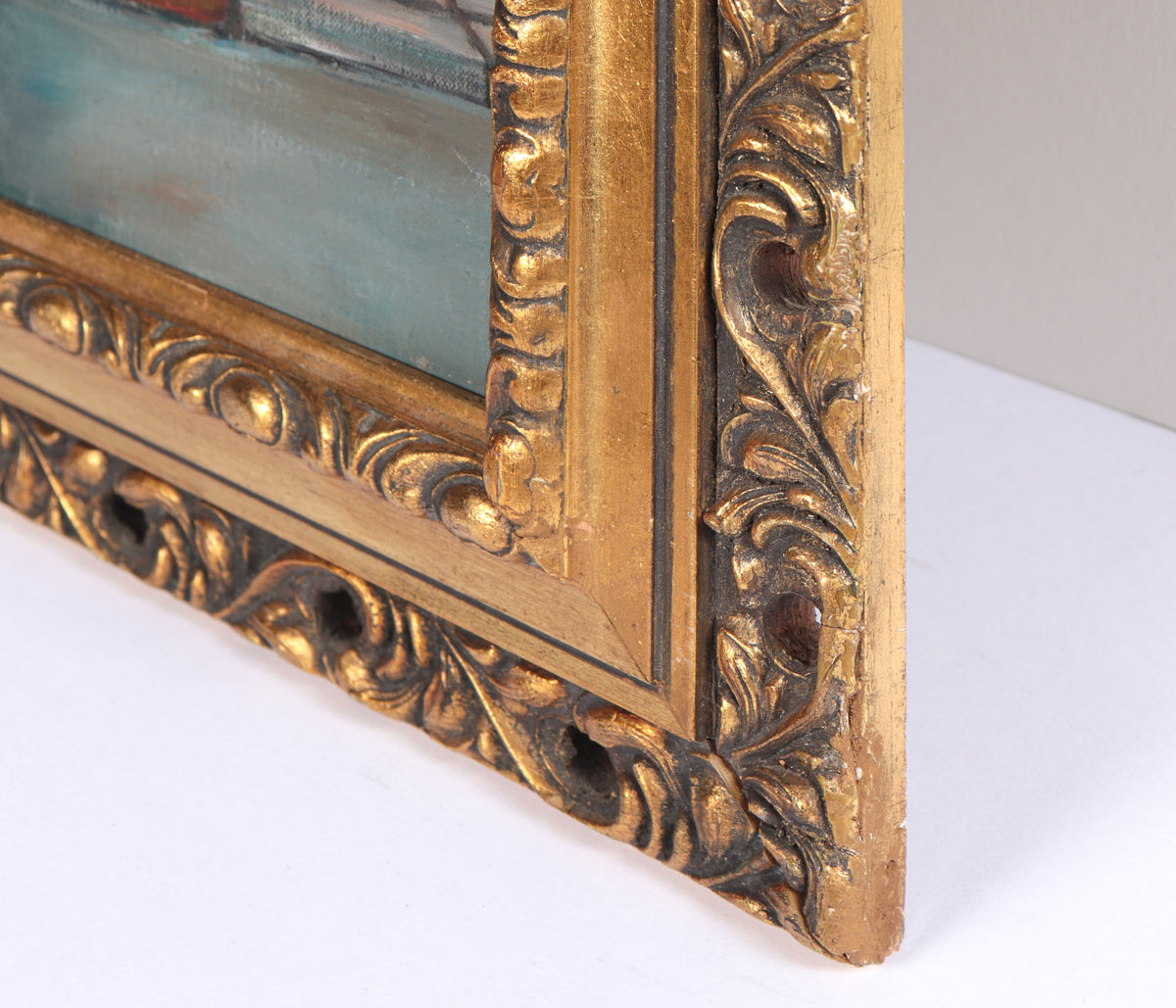 Busy Surreal City Scene <br>Mid Century Oil <br><br>#C4510