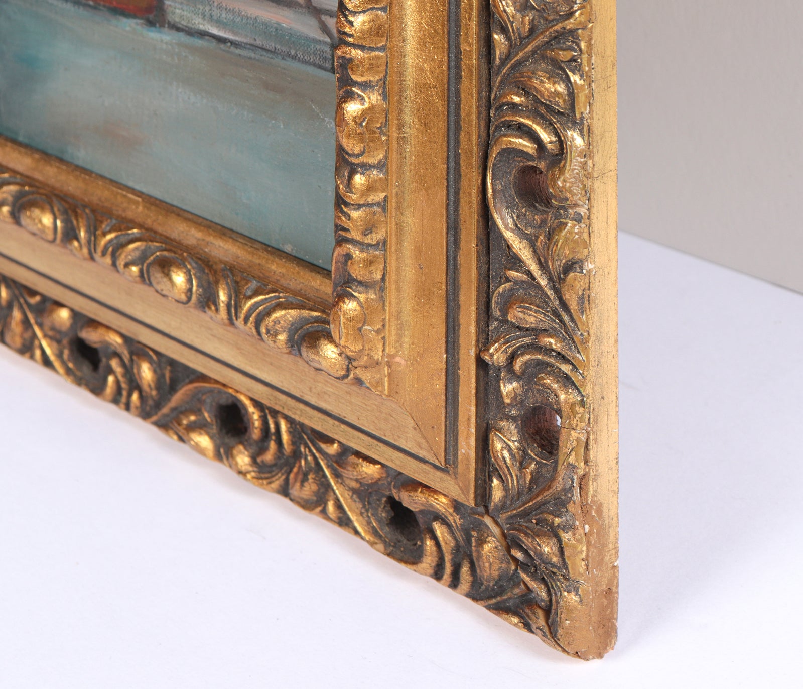 Busy Surreal City Scene <br>Mid Century Oil <br><br>#C4510