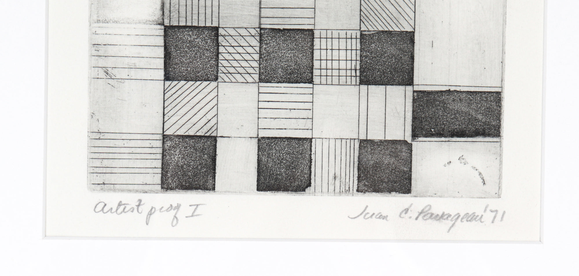 Geometric Monochrome Abstract <br>1971 Etching <br><br>#C4517