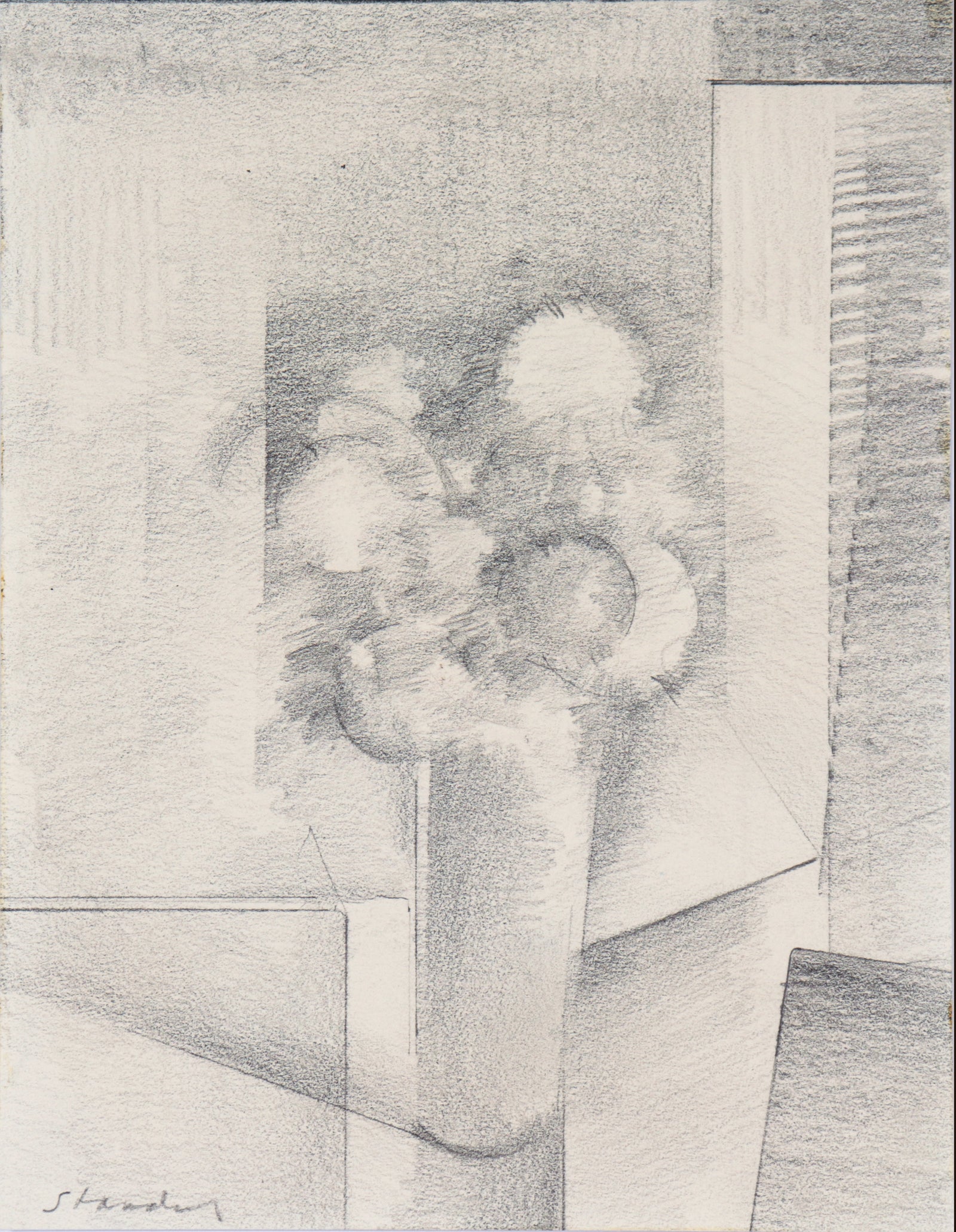 Stylized Bouquet Still-life<br>20th Century Graphite<br><br>#C4535