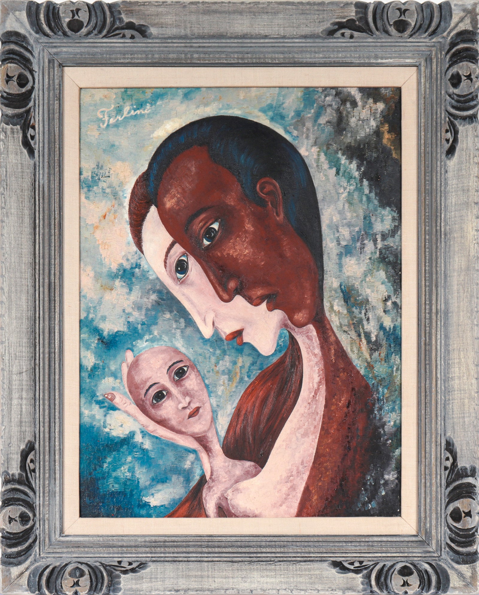 Couple with Child <br>1951 Oil <br><br>#C4537