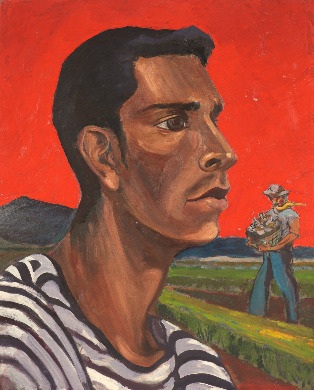 Portrait of a Farmer &lt;br&gt;Mid Century Oil &lt;br&gt;&lt;br&gt;#C4563