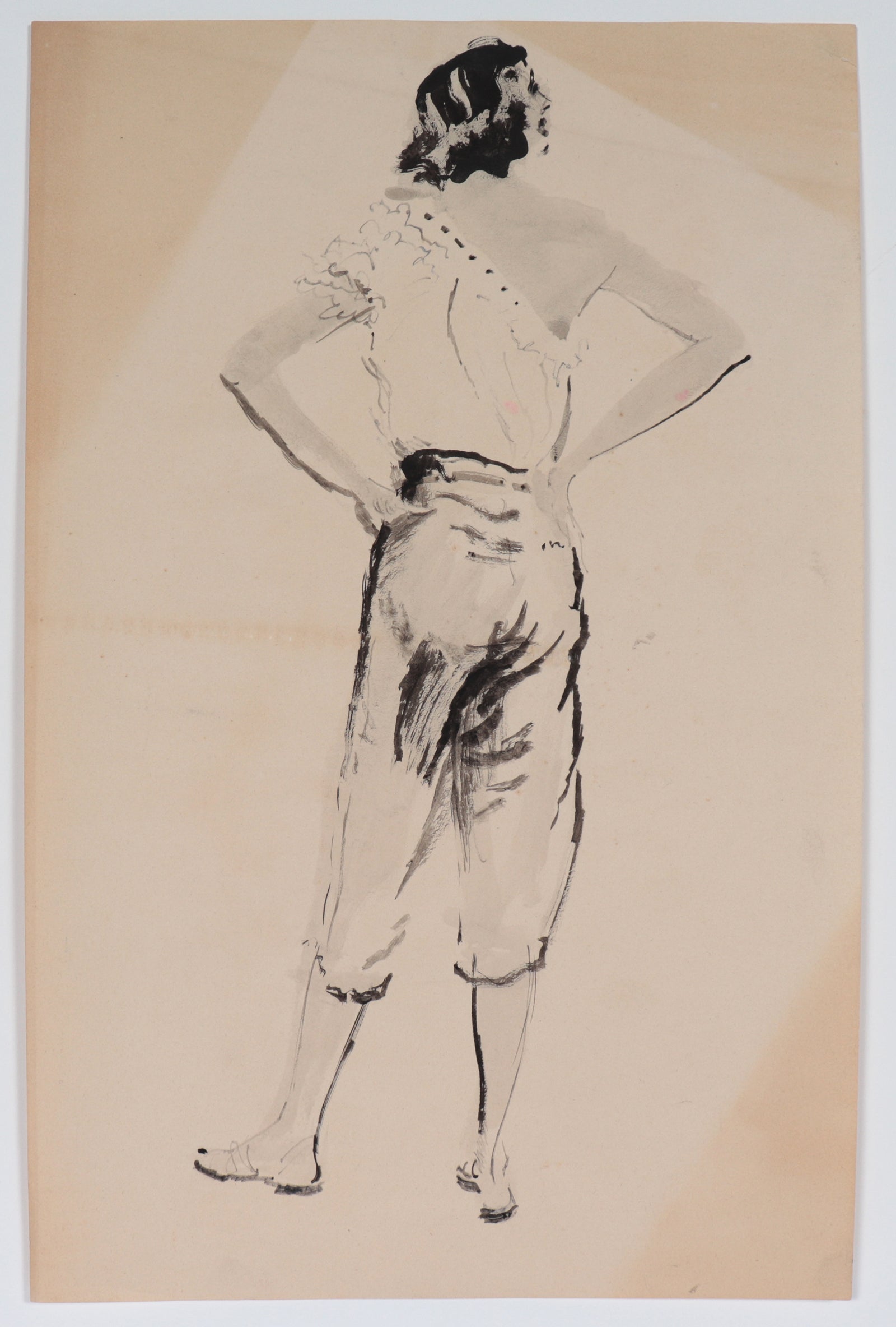 Modernist Figure Model Drawing <br>Mid 20th Century Ink <br><br>#C4569