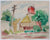 Abstracted Neighborhood Scene <br>1943 Watercolor <br><br>#C4577