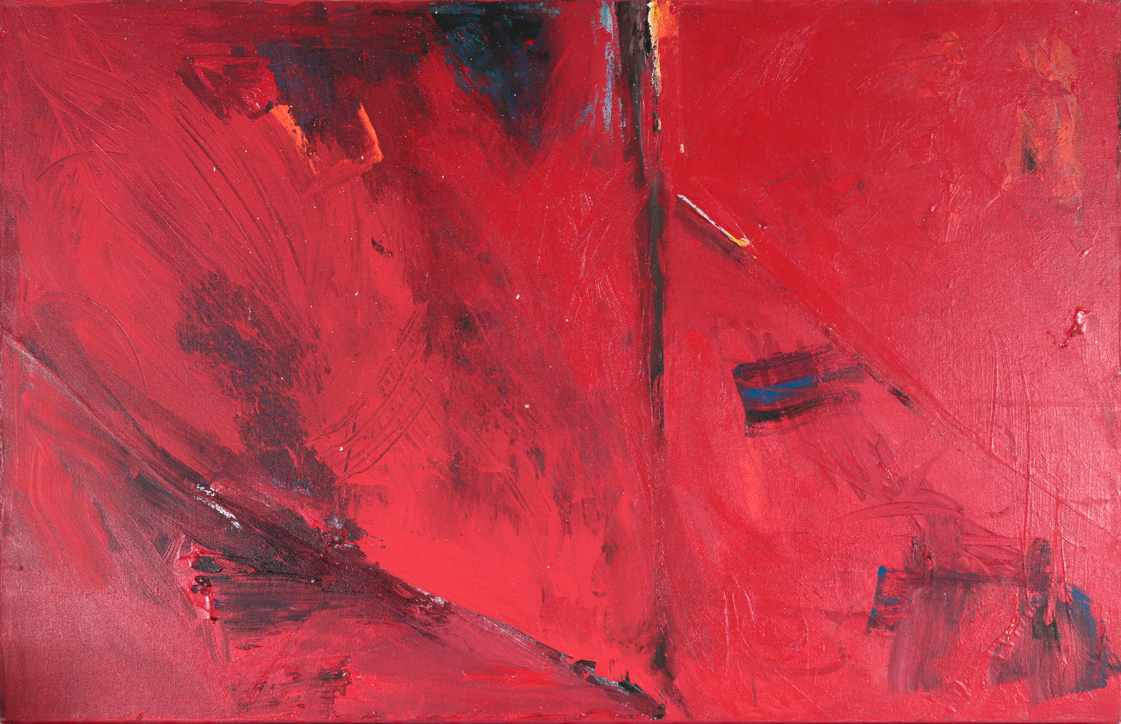 Red & Black Abstract Expressionist Canvas <br>20th Century Acrylic <br><br>#C4586
