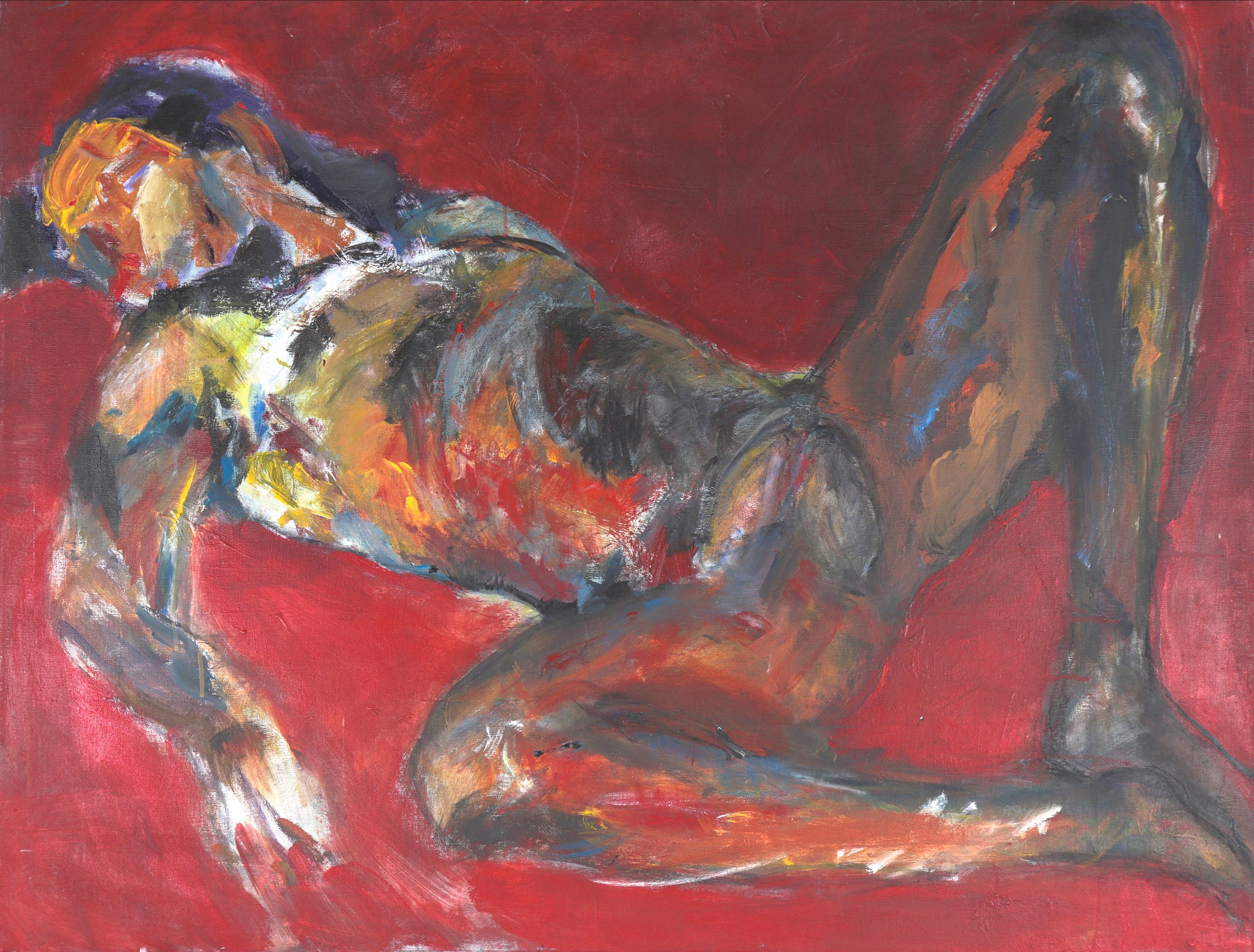 Abstract Expressionist Nude <br>20th Century Acrylic <br><br>#C4596