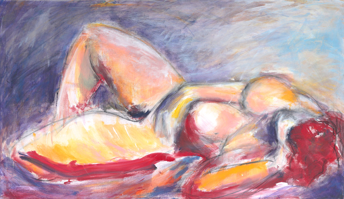 Expressionist Reclining Nude &lt;br&gt;20th Century Acrylic &lt;br&gt;&lt;br&gt;#C4599