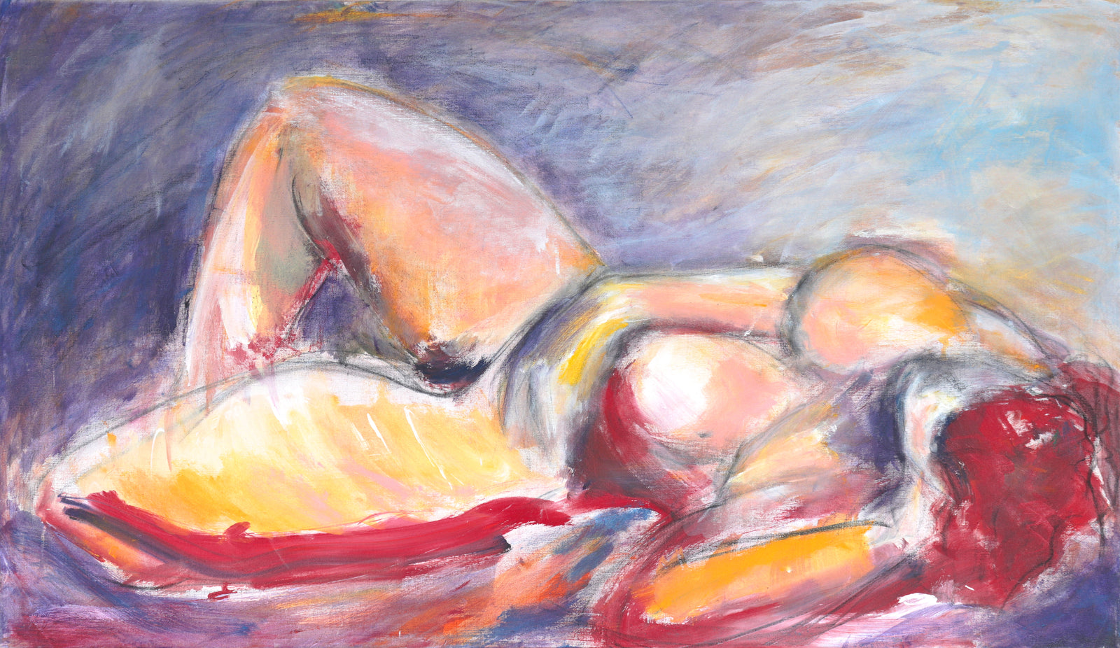 Expressionist Reclining Nude <br>20th Century Acrylic <br><br>#C4599