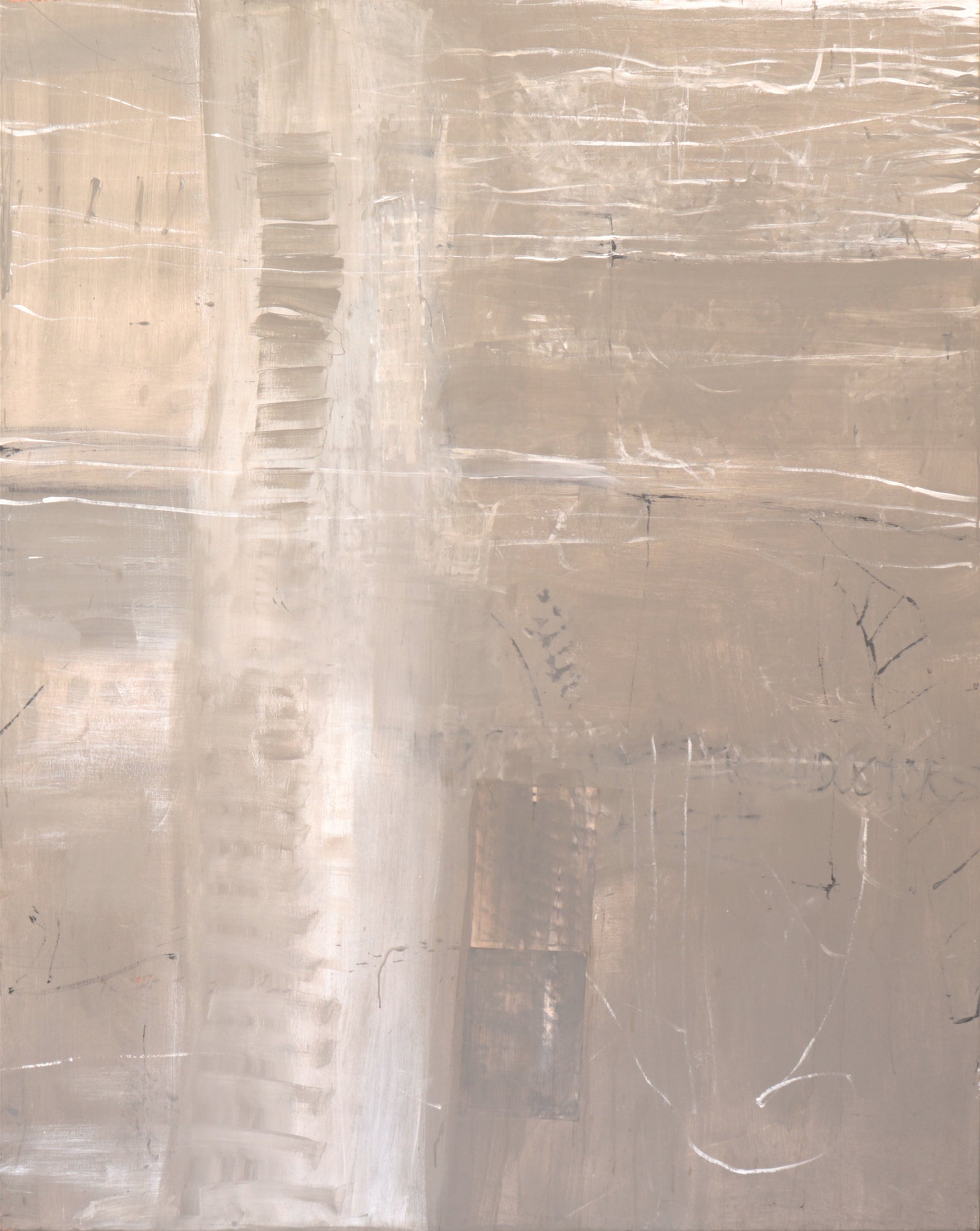 Pale Abstract Expressionist Work <br>20th Century Acrylic & Collage on Panel <br><br>#C4605