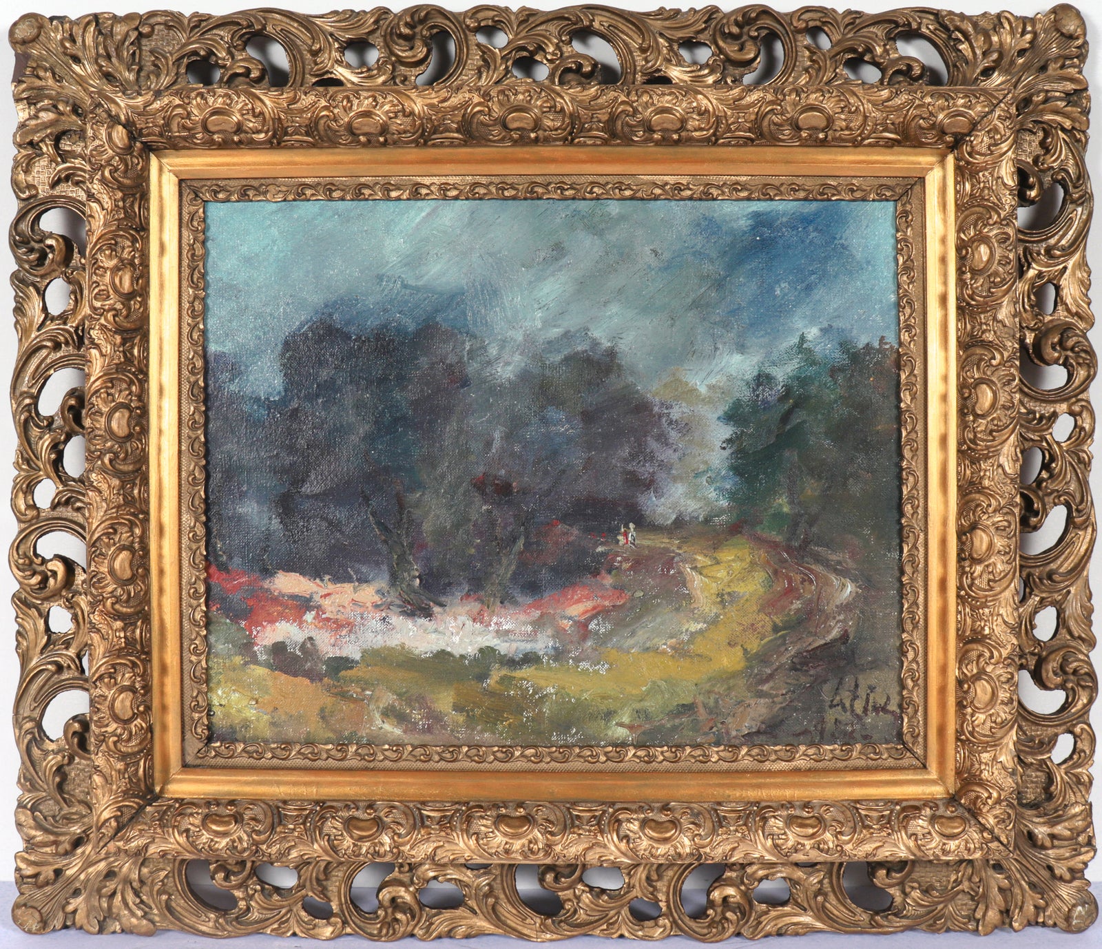 Lovely Soviet Impressionist Abstracted Landscape <br>1982 Oil <br><br>#C4764