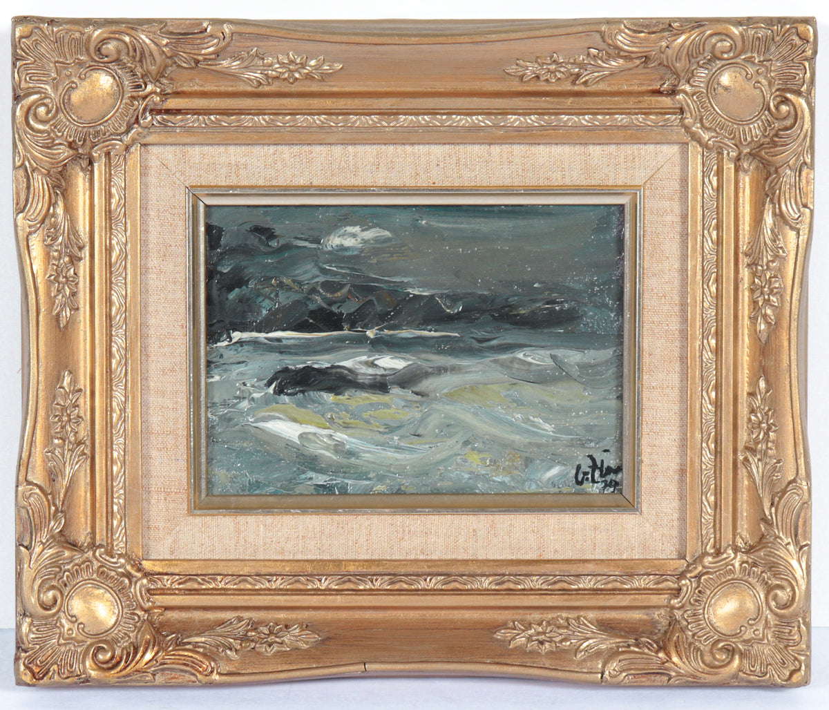 Soviet Impressionist Stormy Seas &lt;br&gt;1979 Oil &lt;br&gt;&lt;br&gt;#C4802