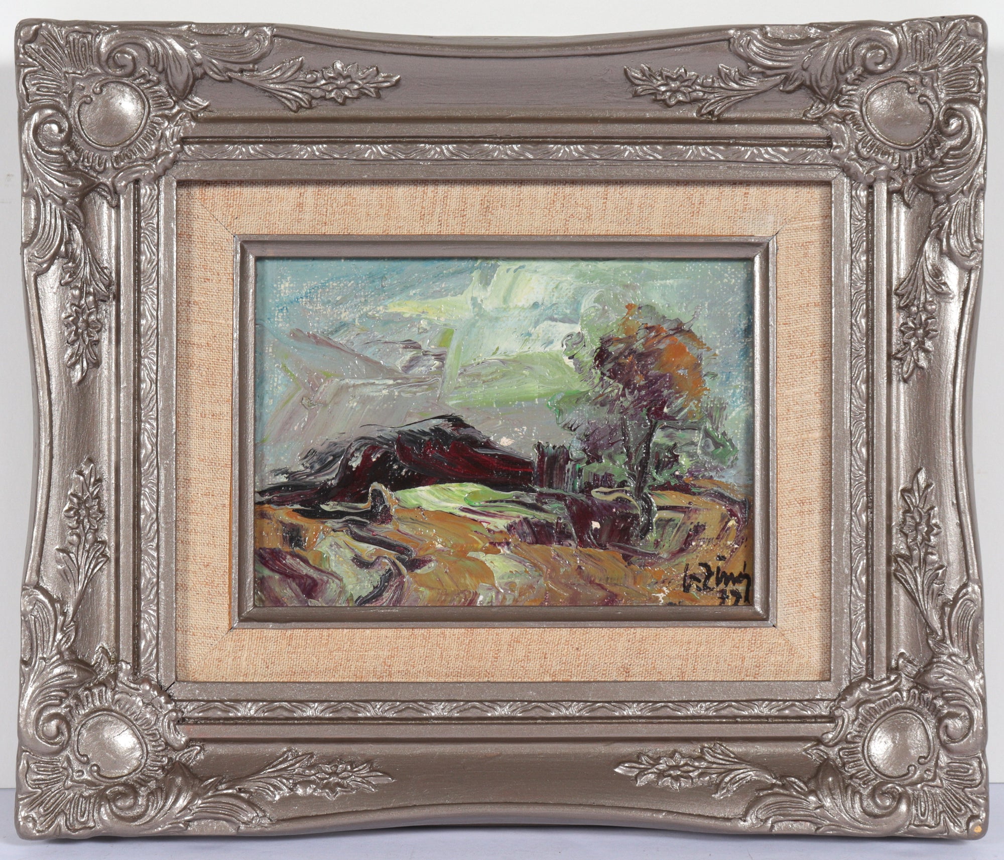 Soviet Impressionist Abstract Landscape <br>Mid Century Oil <br><br>#C4835