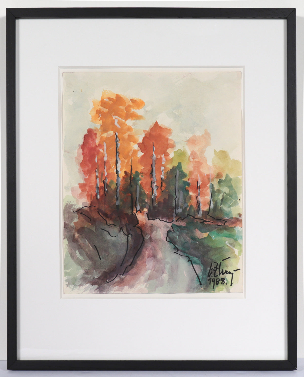 Dreamy Autumn Path &lt;br&gt;1988 Watercolor &lt;br&gt;&lt;br&gt;#C4840