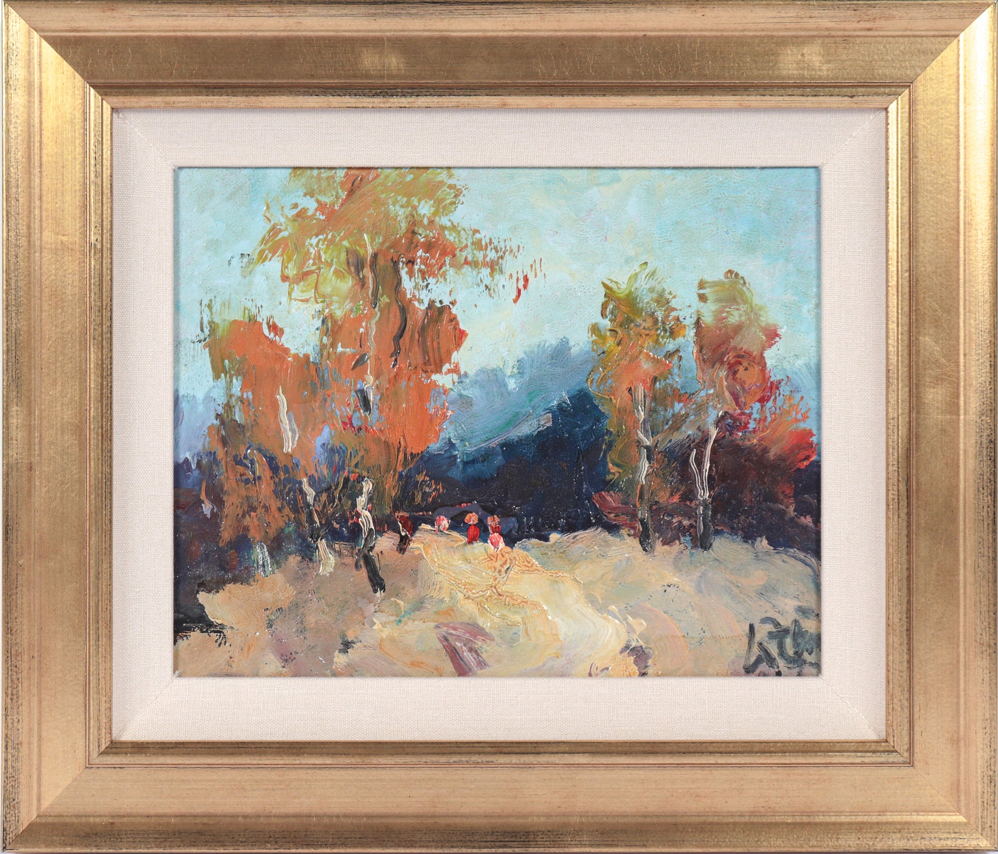 Golden Landscape with Autumn Trees <br>20th Century Oil <br><br>#C4859