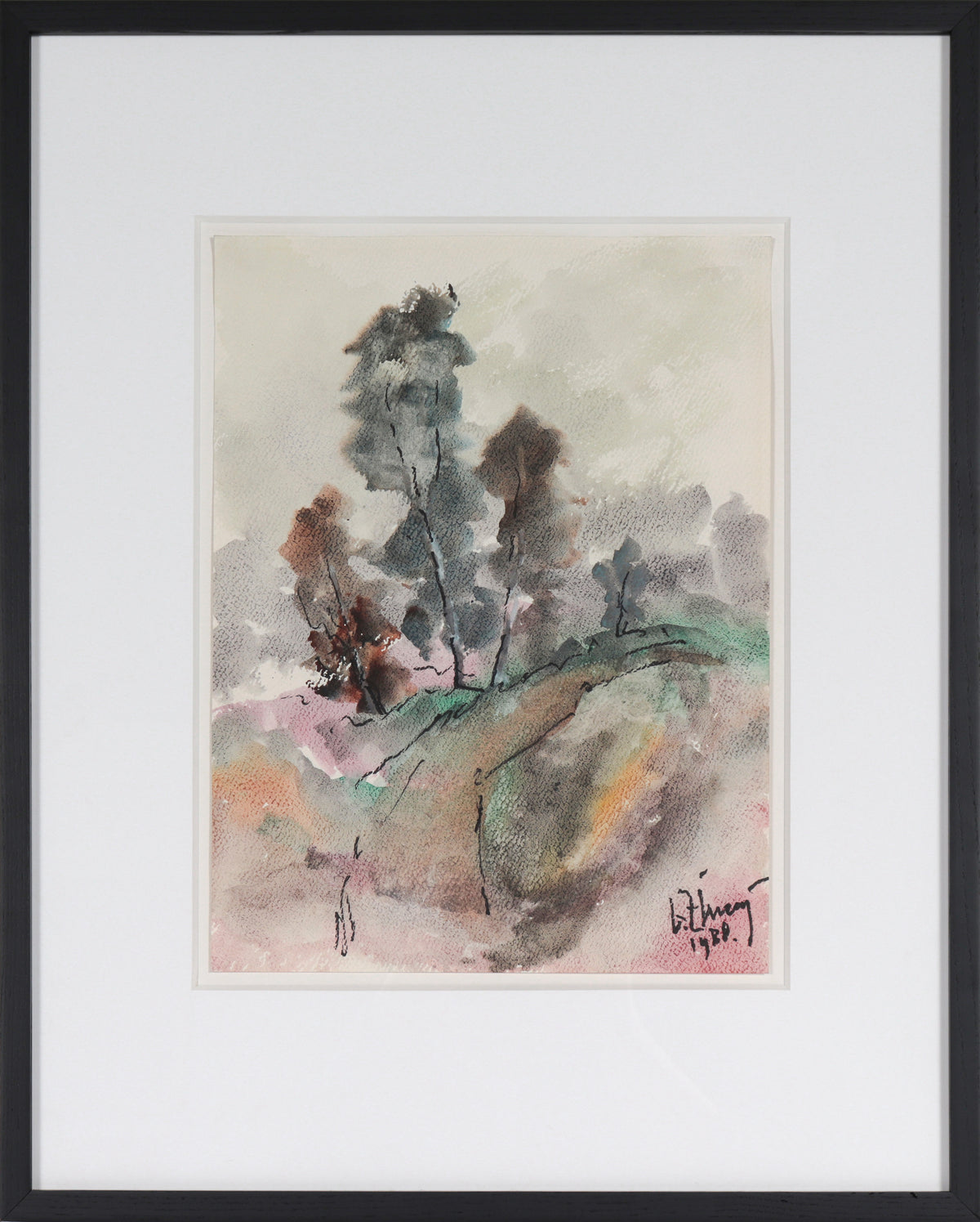Impressionist Landscape with Trees &lt;br&gt;1988 Watercolor &lt;br&gt;&lt;br&gt;#C4876