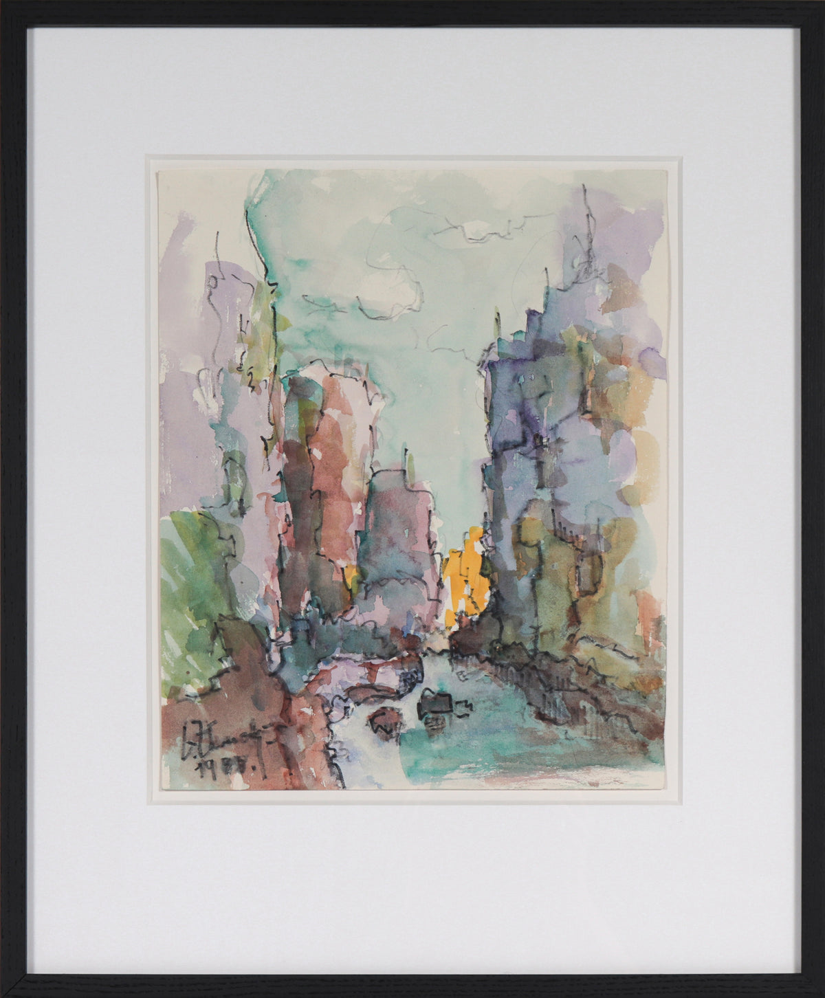 Impressionist City Scene &lt;br&gt;1988 Watercolor &lt;br&gt;&lt;br&gt;#C4877