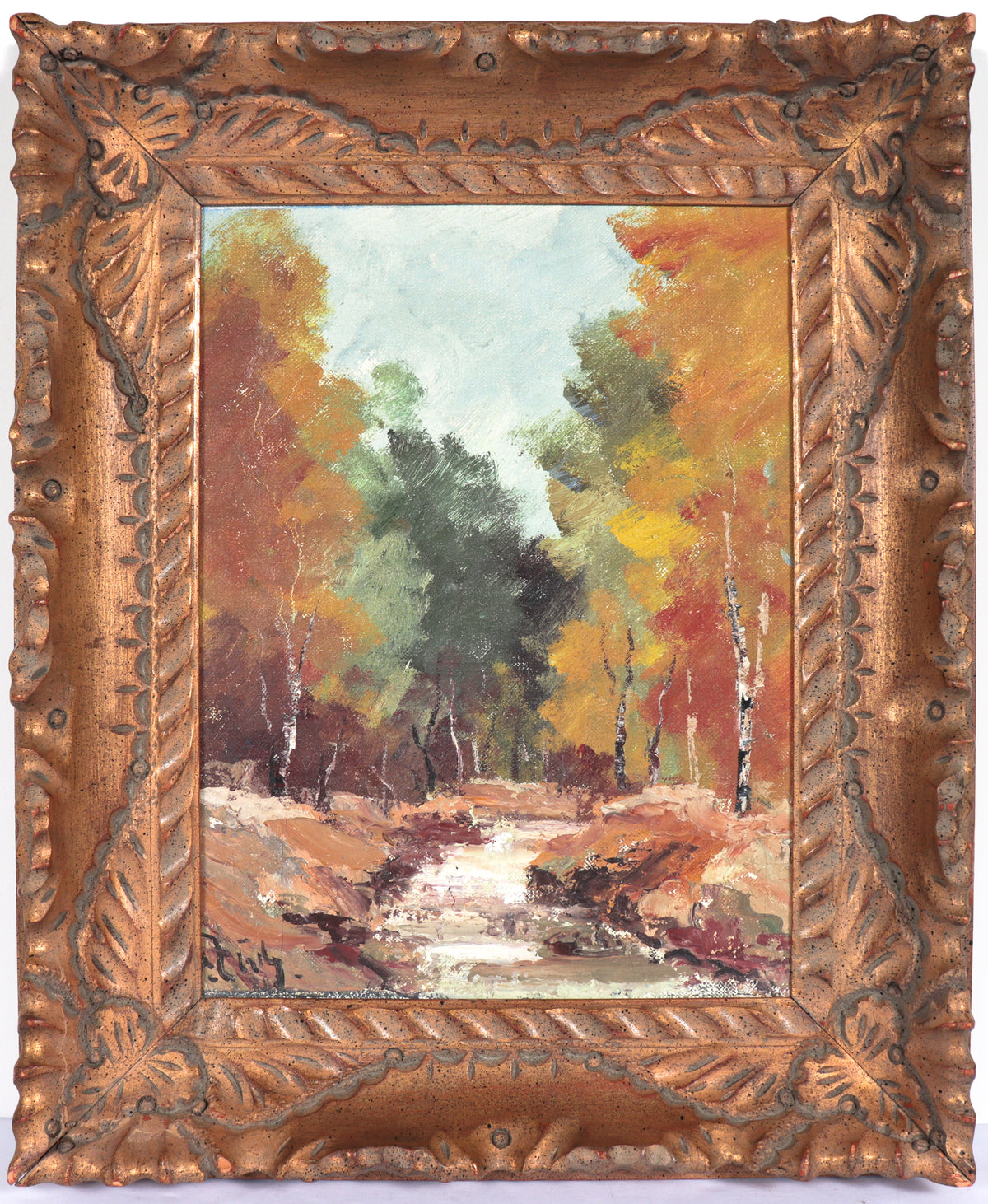 Path Through Autumn Forest &lt;br&gt;Mid Century Oil &lt;br&gt;&lt;br&gt;#C4887