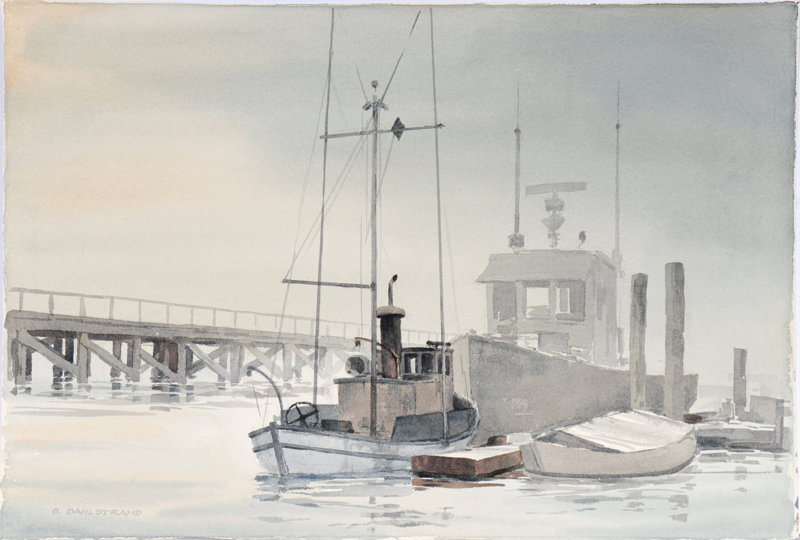 <I>Boats-Moss Landing</I> <br>1981 Watercolor<br><br>#C4906