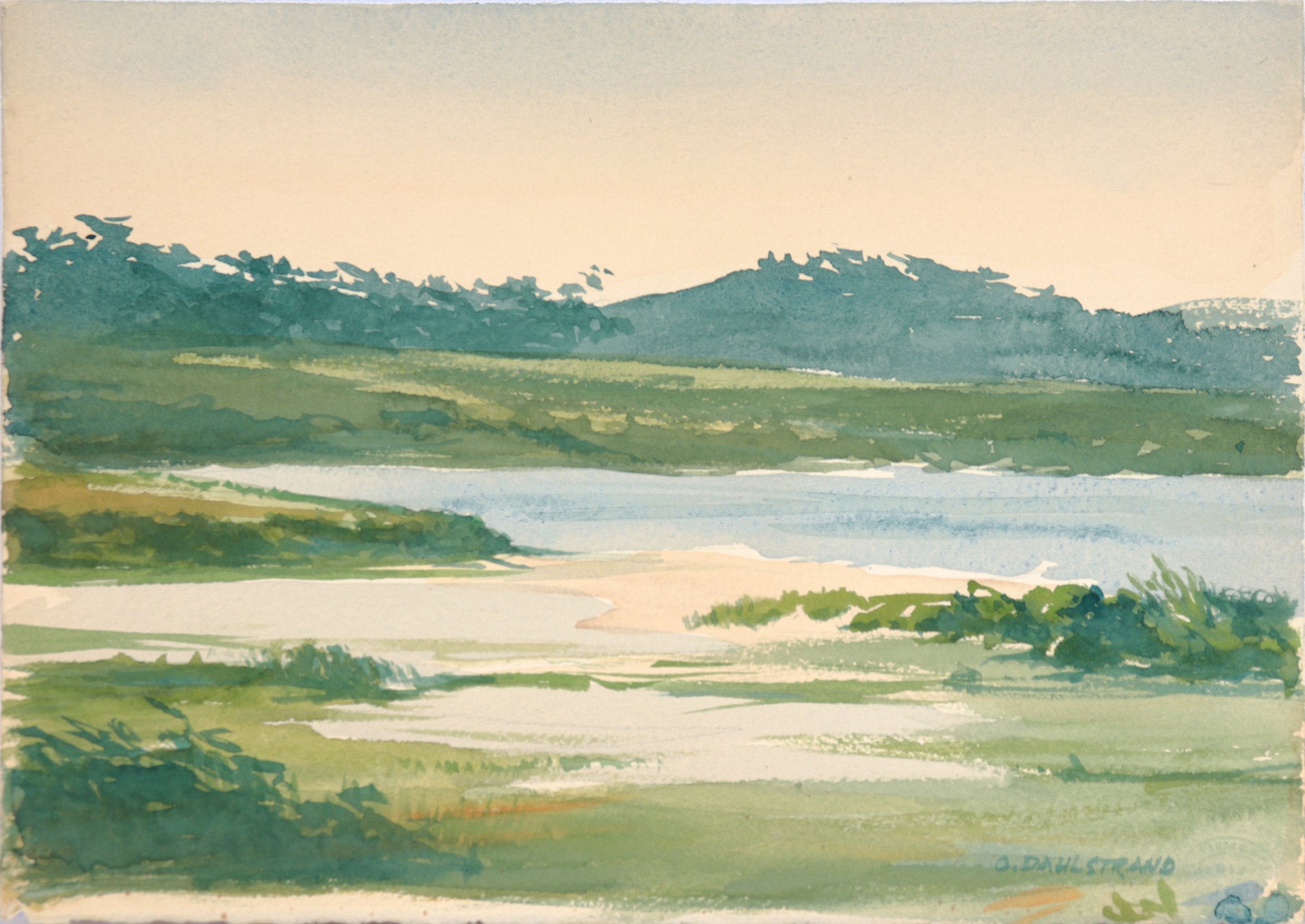 Marsh Study at Sunrise<br>20th Century Watercolor<br><br>#C4907