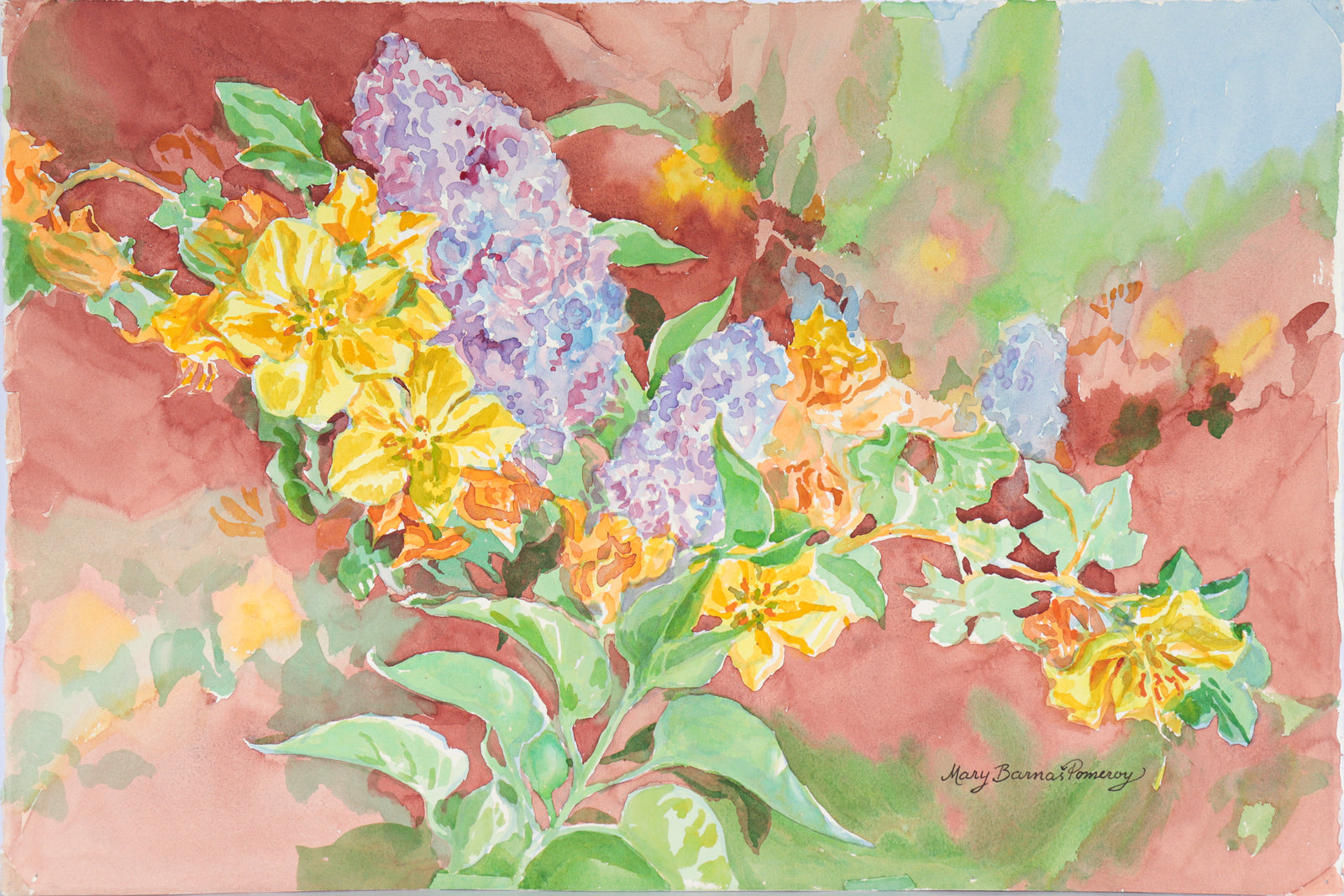 <I>Fremontia & Lilac</I> <br>2001 Watercolor<br><br>#C4911