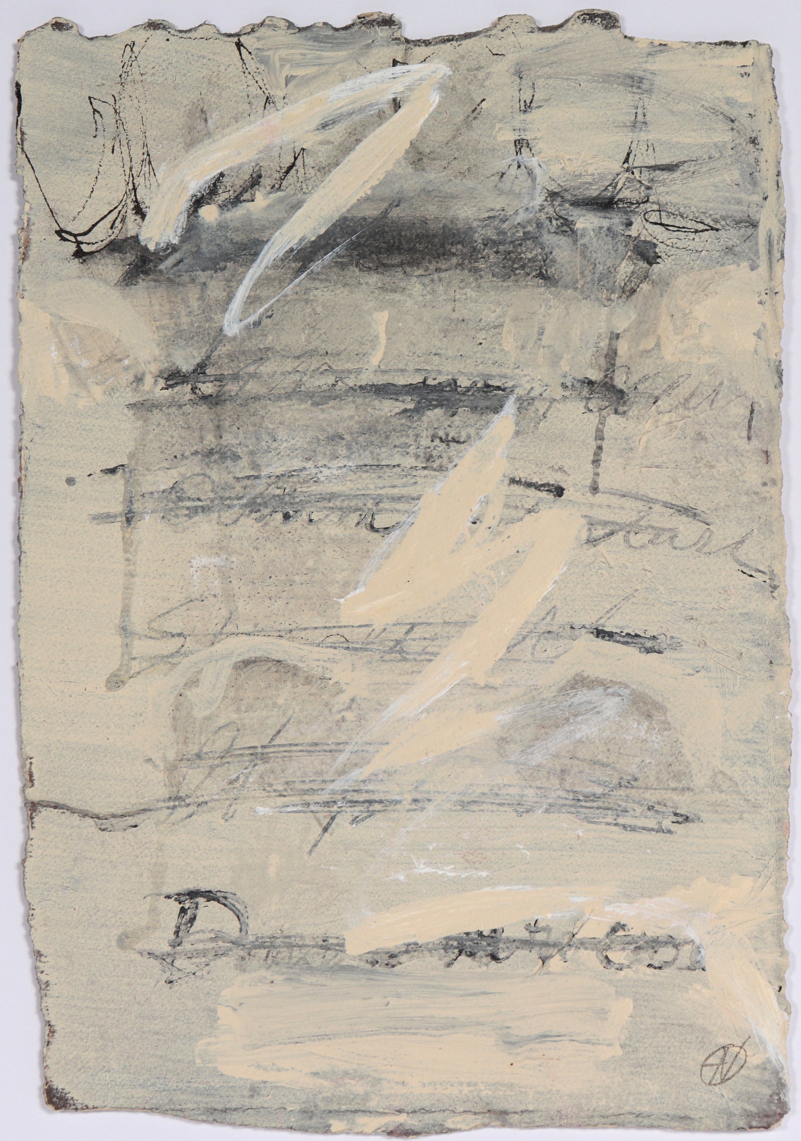 Expressionist Abstract with Text<br>20th Century Mixed-Media<br><br>#C4941