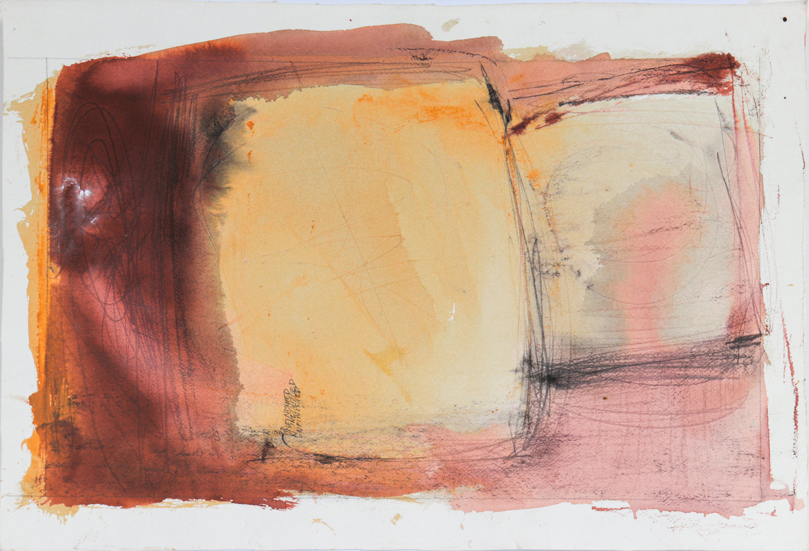 Warm-Toned Square Study<br>20th Century Watercolor & Graphite<br><br>#C4947
