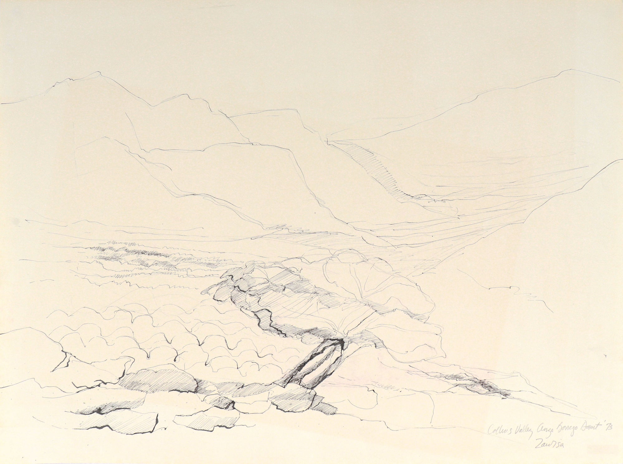 <I>Collins Valley, Anza Borrego Desert</I> <br>1973 Ink & Graphite<br><br>#C4999