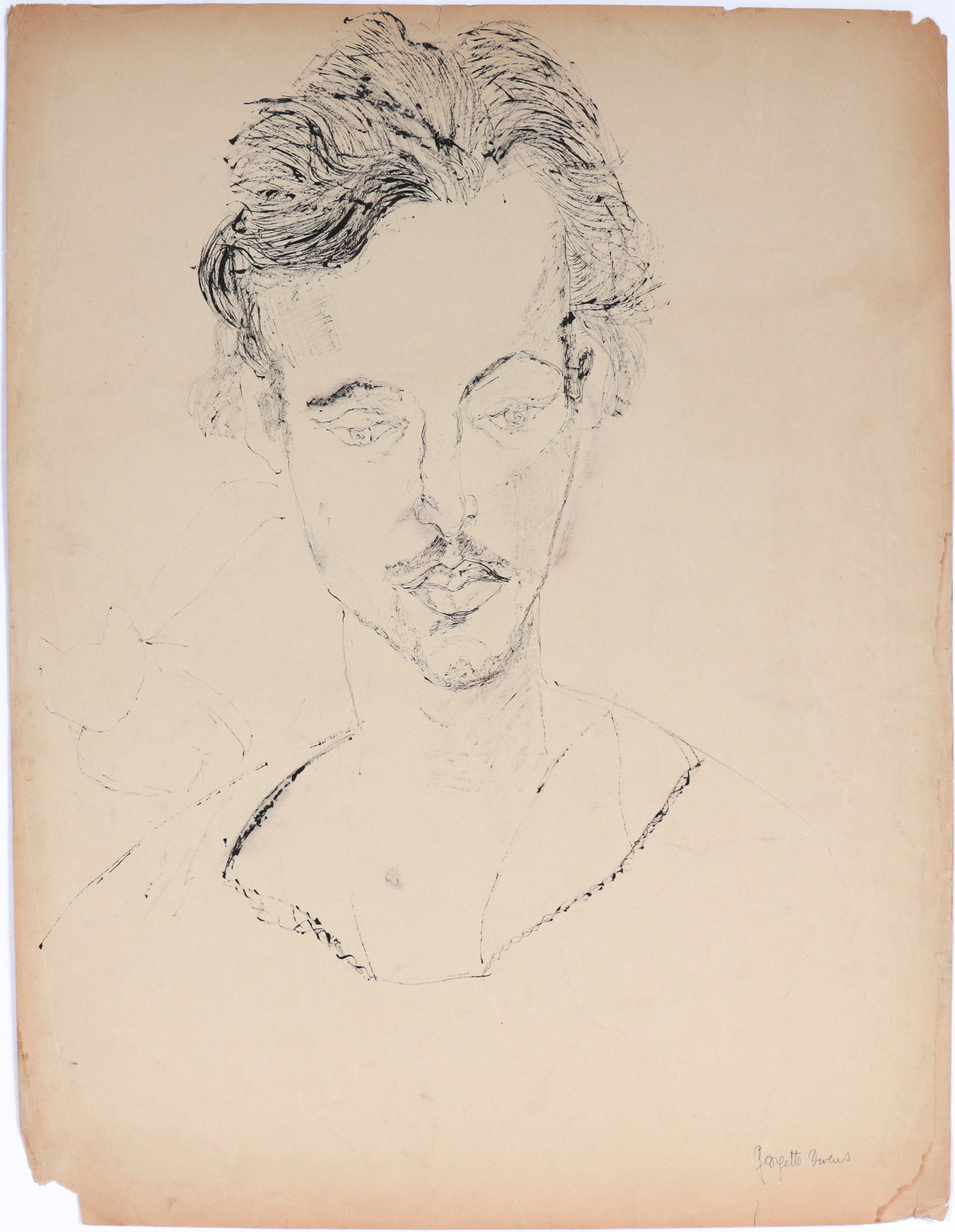 Gazing Male Portrait<br>1942 Ink<br><br>#C5006