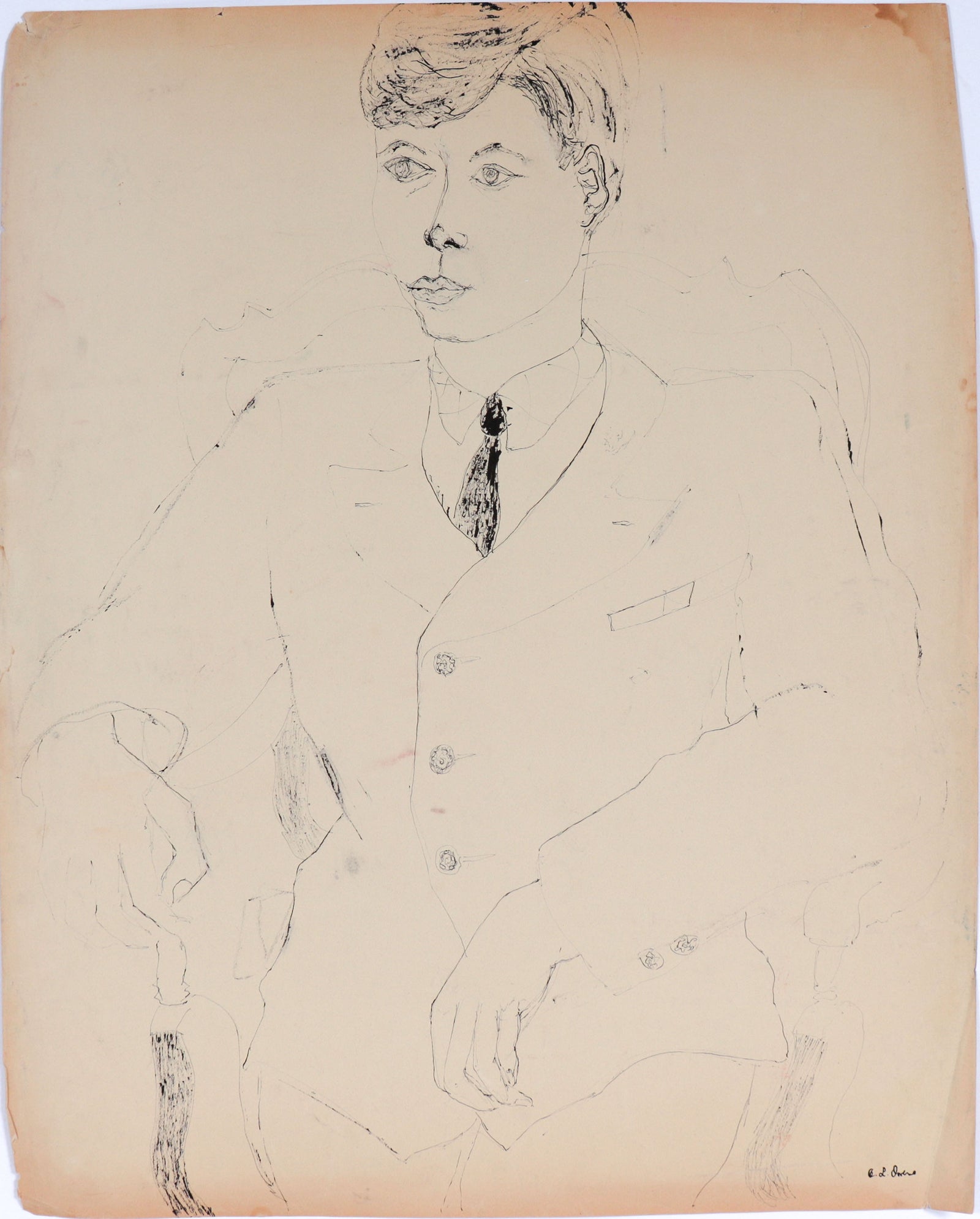 Seated Figure in a Suit<br>1942 Ink<br><br>#C5011