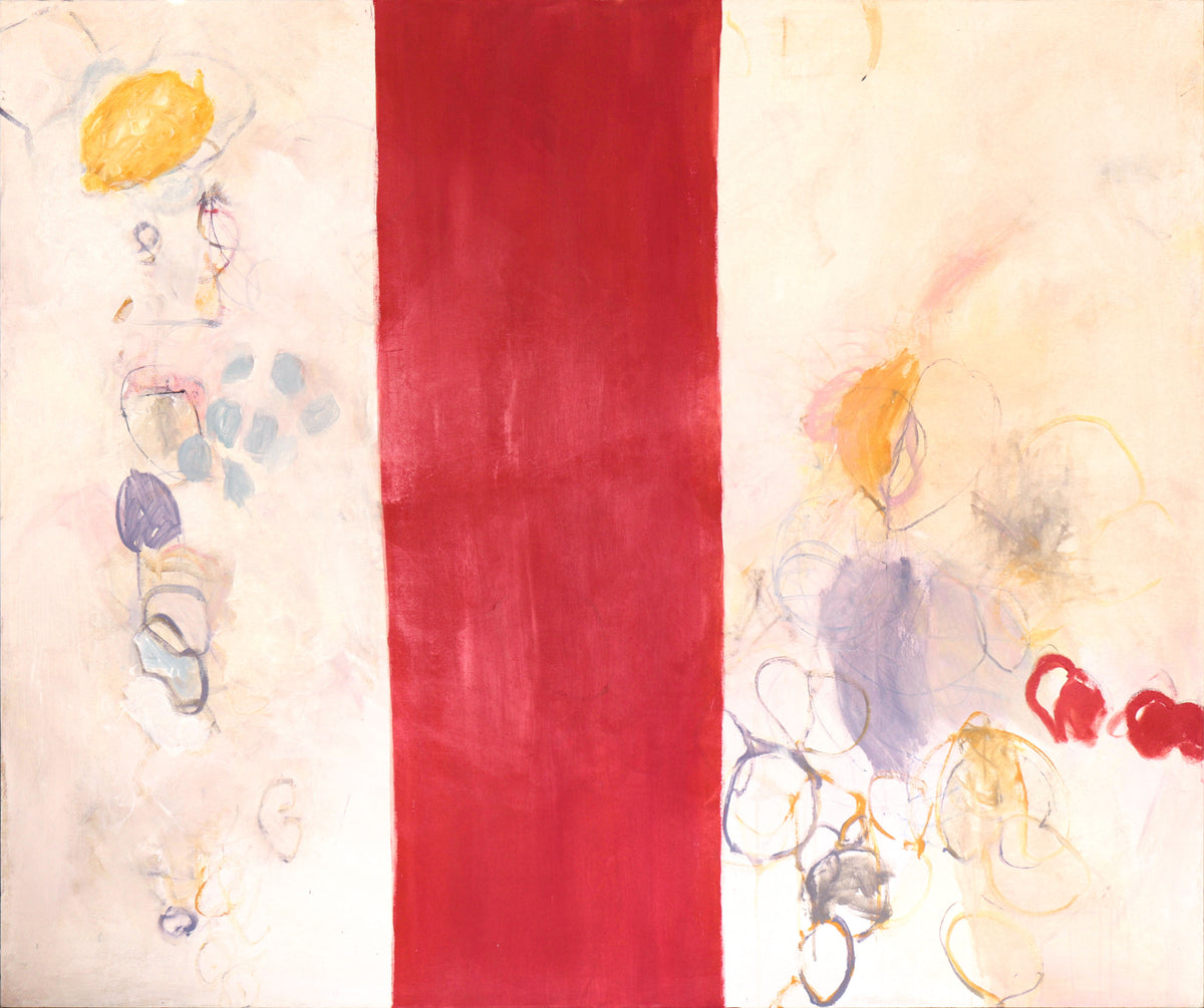 Whimsical Abstract with Red Stripe&lt;br&gt;20th Century Acrylic&lt;br&gt;&lt;br&gt;#C5016