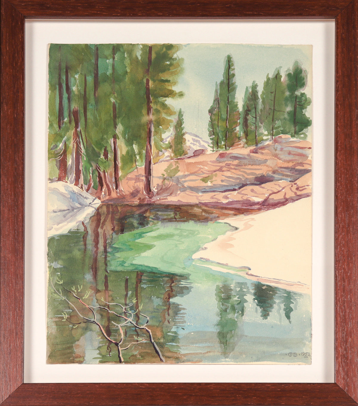 European Creek Scene  &lt;br&gt;1952 Watercolor &lt;br&gt;&lt;br&gt;#C5025
