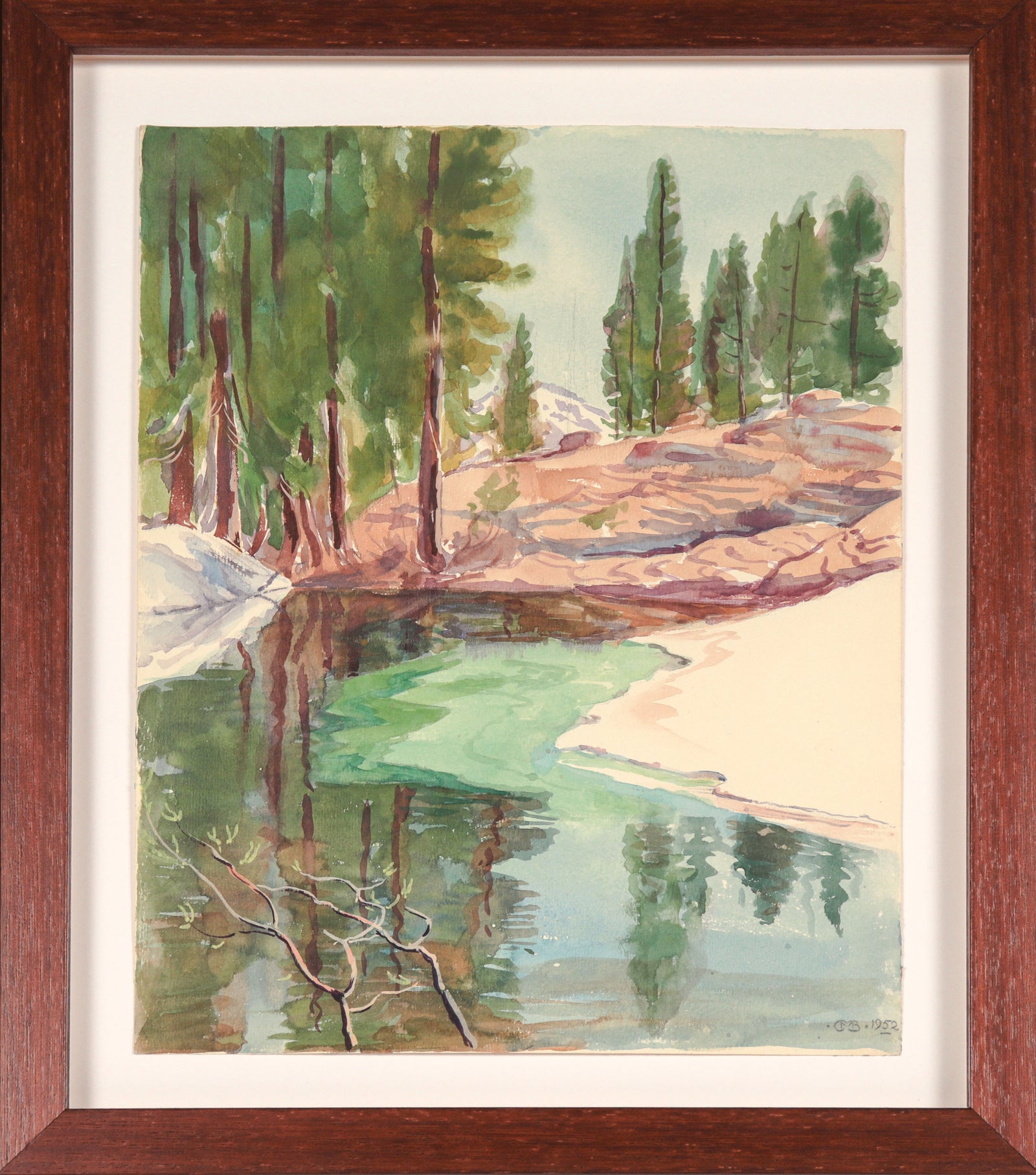 European Creek Scene  <br>1952 Watercolor <br><br>#C5025