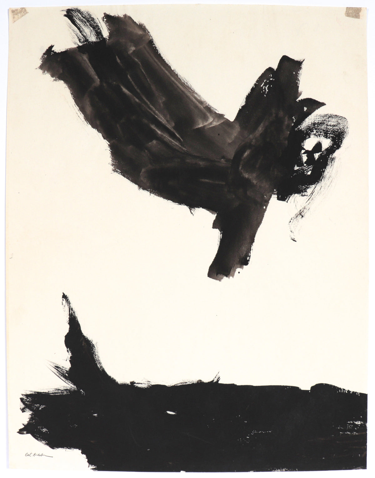 Monochrome Gestural Abstract II&lt;br&gt;1940-50s Tempera Paint &lt;br&gt;&lt;br&gt;#C5053