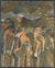 Expressionist Figures in Landscape <br>20th Century Oil <br><br>#C5095